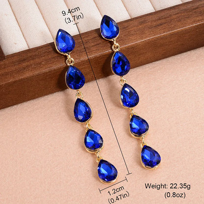 1 Pair Sweet Water Droplets Plating Inlay Alloy Crystal Gold Plated Drop Earrings