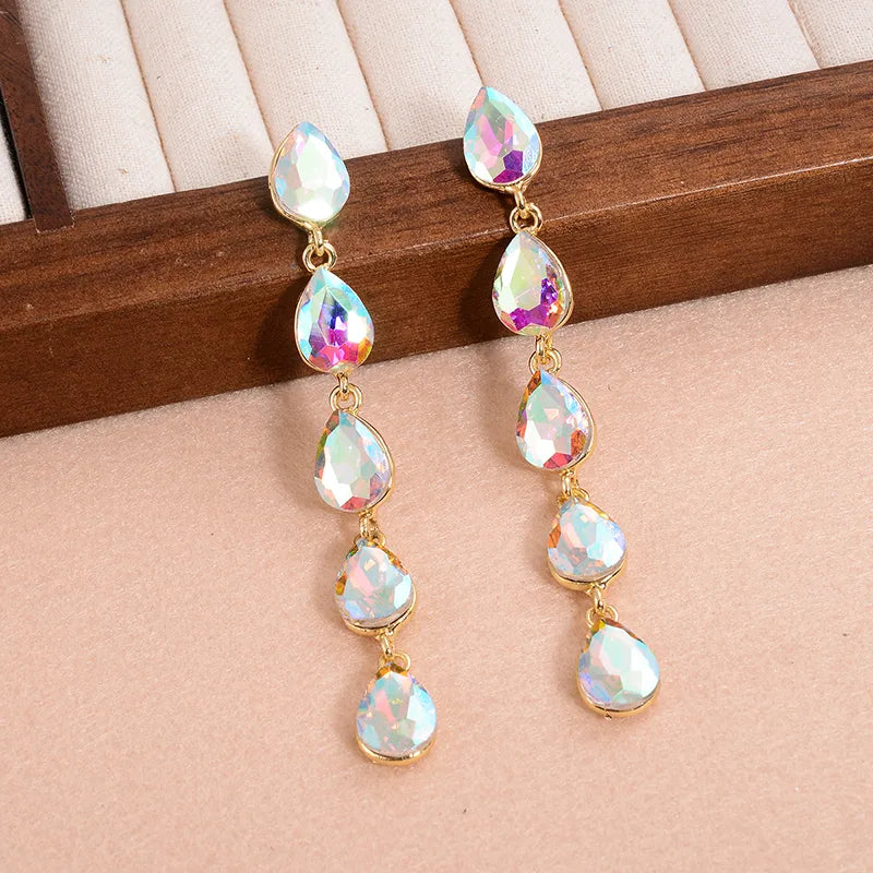 1 Pair Sweet Water Droplets Plating Inlay Alloy Crystal Gold Plated Drop Earrings