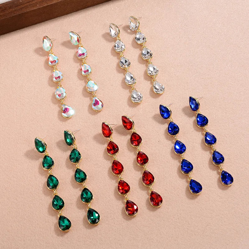 1 Pair Sweet Water Droplets Plating Inlay Alloy Crystal Gold Plated Drop Earrings