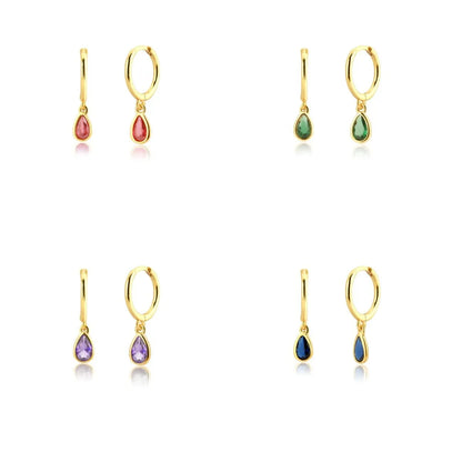 1 Pair Sweet Water Droplets Plating Inlay Copper Zircon Drop Earrings