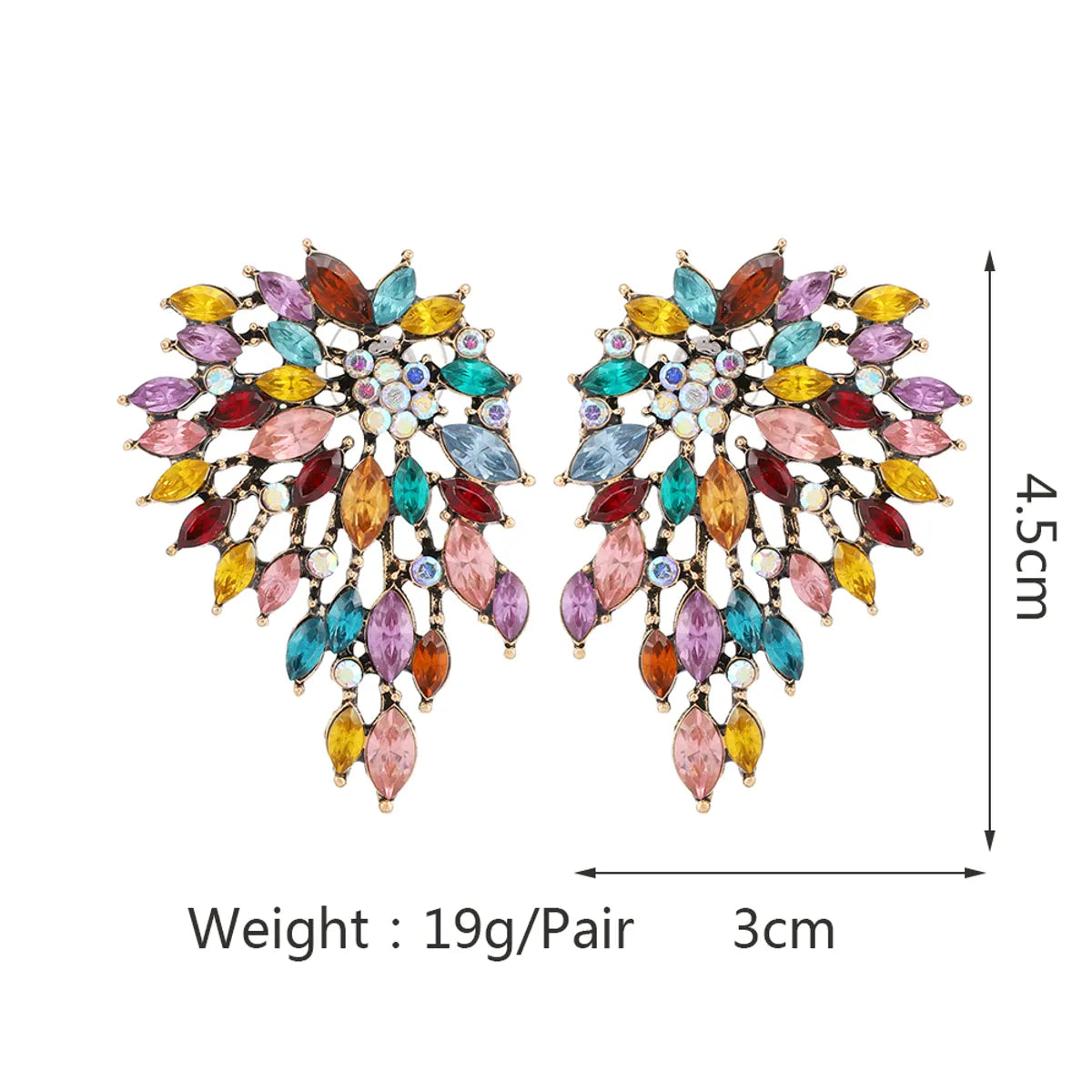 1 Pair Sweet Wings Plating Hollow Out Inlay Zinc Alloy Rhinestones Drop Earrings