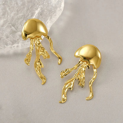 1 Pair Tropical Octopus Polishing 304 Stainless Steel 18K Gold Plated Drop Earrings