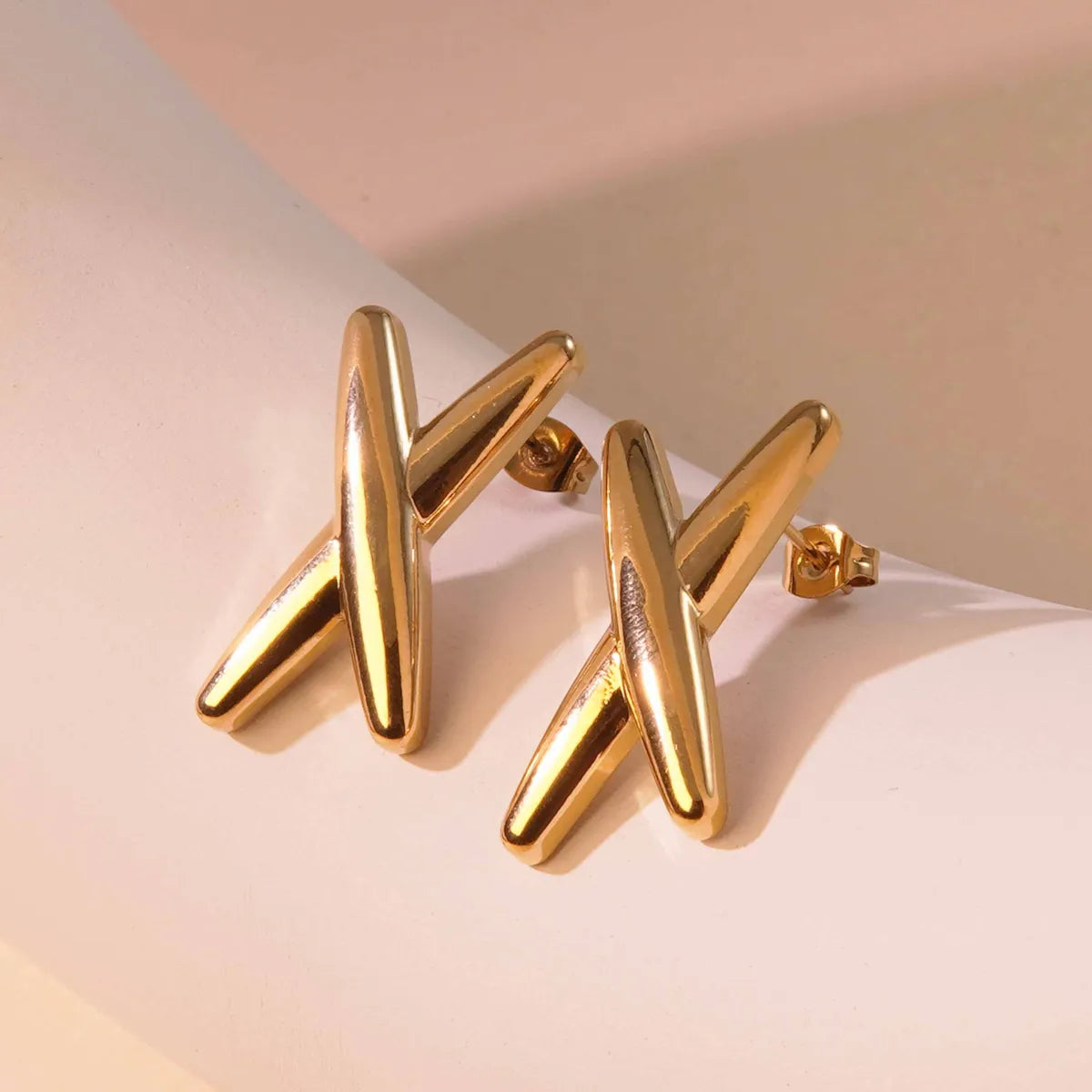 1 Pair Tropical Simple Style Artistic Geometric Letter Plating 304 Stainless Steel 18K Gold Plated Ear Studs