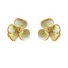 1 Pair Tropical Sweet Flower-De- Polishing Patchwork Plating Copper Freshwater Pearl 18K Gold Plated Ear Studs