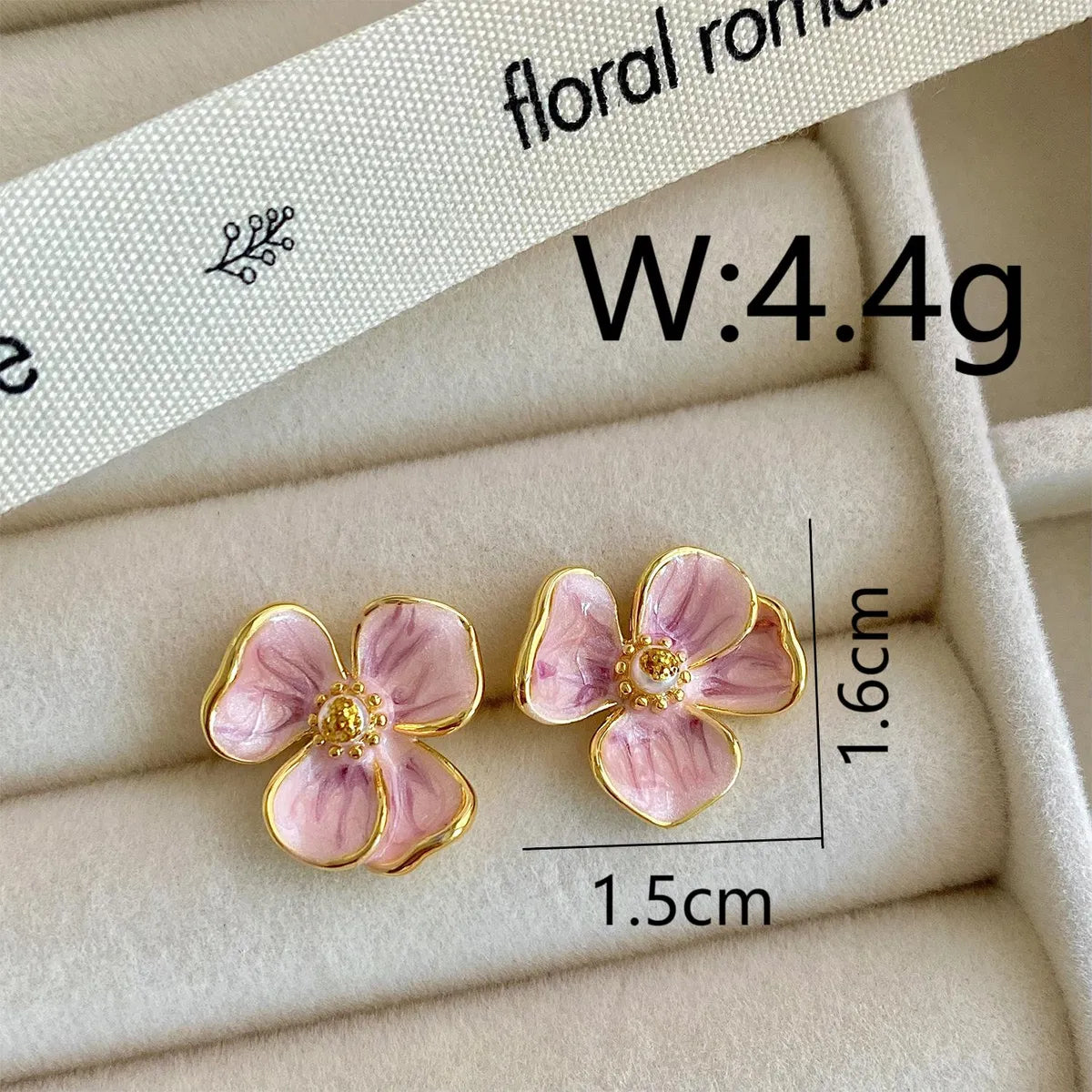 1 Pair Tropical Sweet Flower-De- Polishing Patchwork Plating Copper Freshwater Pearl 18K Gold Plated Ear Studs