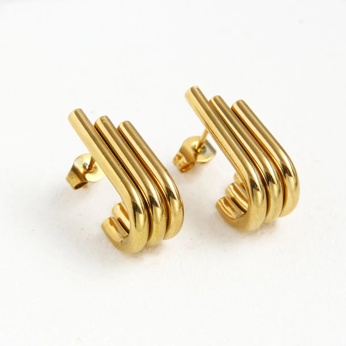 1 Pair Vacation Beach Geometric Plating Stainless Steel 18K Gold Plated Earrings