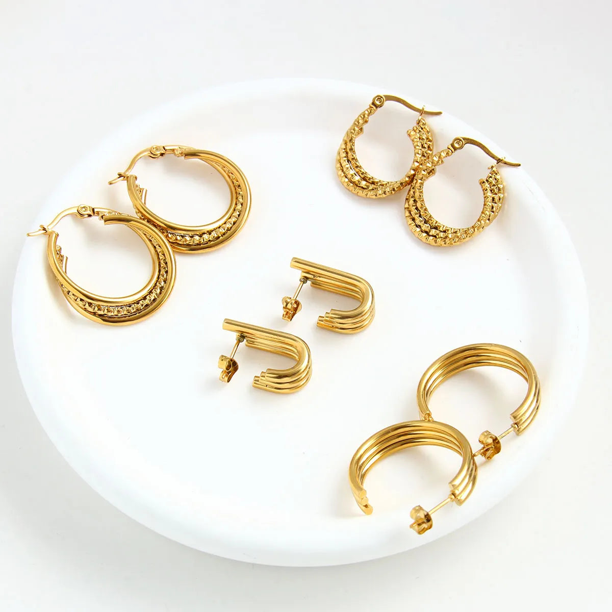 1 Pair Vacation Beach Geometric Plating Stainless Steel 18K Gold Plated Earrings