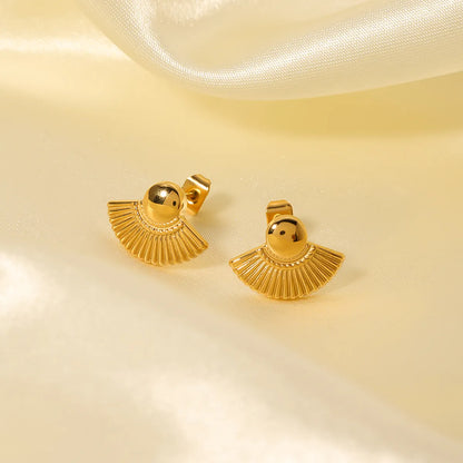 1 Pair Vacation Beach Scallop Shell Polishing Plating Stainless Steel 18k Gold Plated Ear Studs