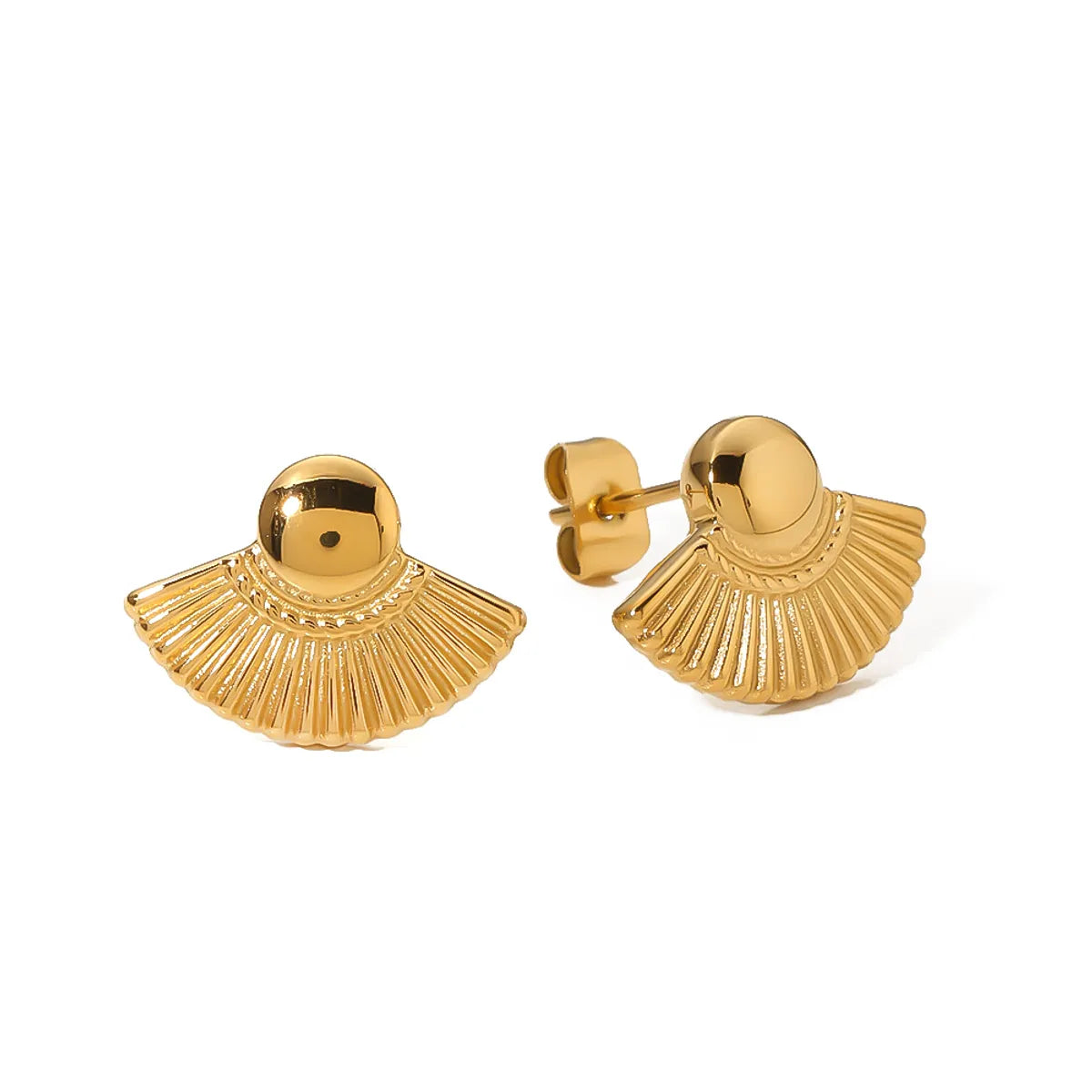 1 Pair Vacation Beach Scallop Shell Polishing Plating Stainless Steel 18k Gold Plated Ear Studs