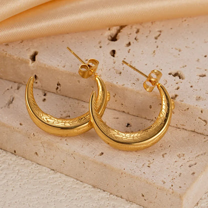 1 Pair Vacation Beach Simple Style C Shape Plating 304 Stainless Steel 14K Gold Plated Earrings