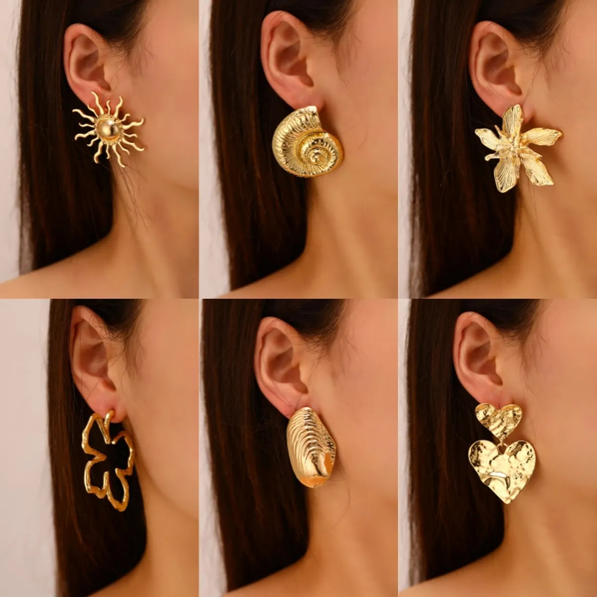 1 Pair Vacation Beach Simple Style Conch Heart Shape Flower Alloy Drop Earrings Ear Studs