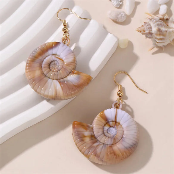 1 Pair Vacation Beach Simple Style Scallop Starfish Conch Alloy Plastic Drop Earrings