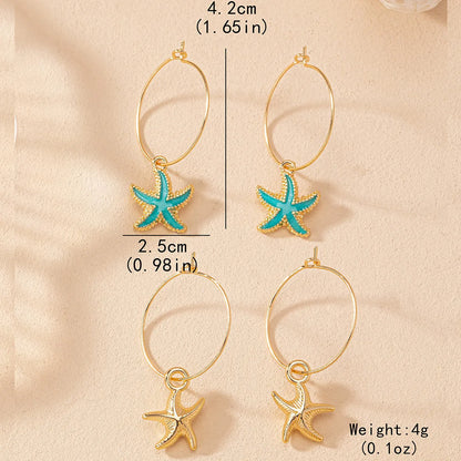 1 Pair Vacation Beach Simple Style Starfish Alloy Drop Earrings