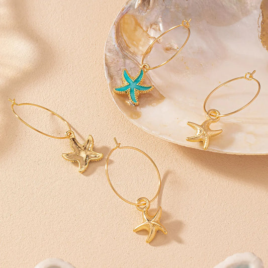 1 Pair Vacation Beach Simple Style Starfish Alloy Drop Earrings