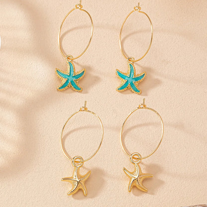 1 Pair Vacation Beach Simple Style Starfish Alloy Drop Earrings