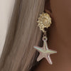 1 Pair Vacation Beach Starfish Conch Shell Alloy Silica Gel Drop Earrings