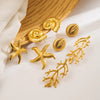 1 Pair Vacation Beach Starfish Coral Plating 304 Stainless Steel Ear Studs