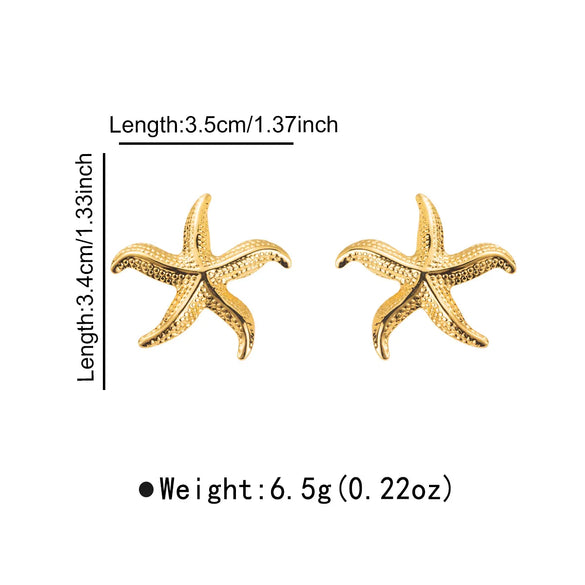 1 Pair Vacation Beach Starfish Coral Plating 304 Stainless Steel Ear Studs
