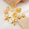 1 Pair Vacation Beach Starfish Coral Plating 304 Stainless Steel Ear Studs