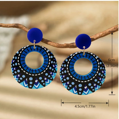 1 Pair Vacation Bohemian Color Block Painted Arylic Acrylic Ear Hook