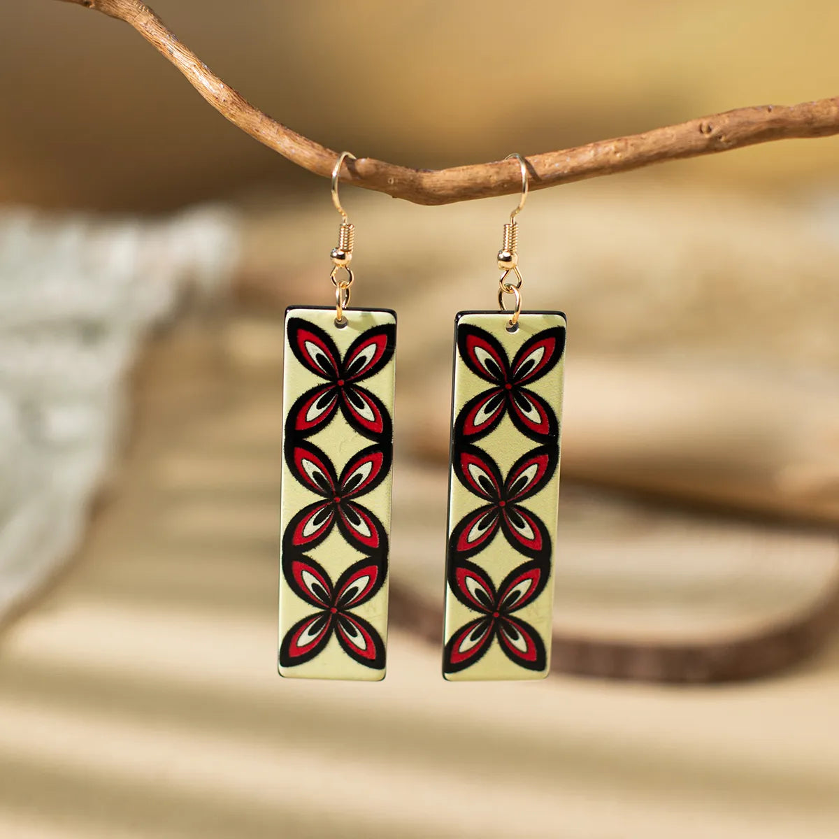 1 Pair Vacation Bohemian Color Block Painted Arylic Acrylic Ear Hook