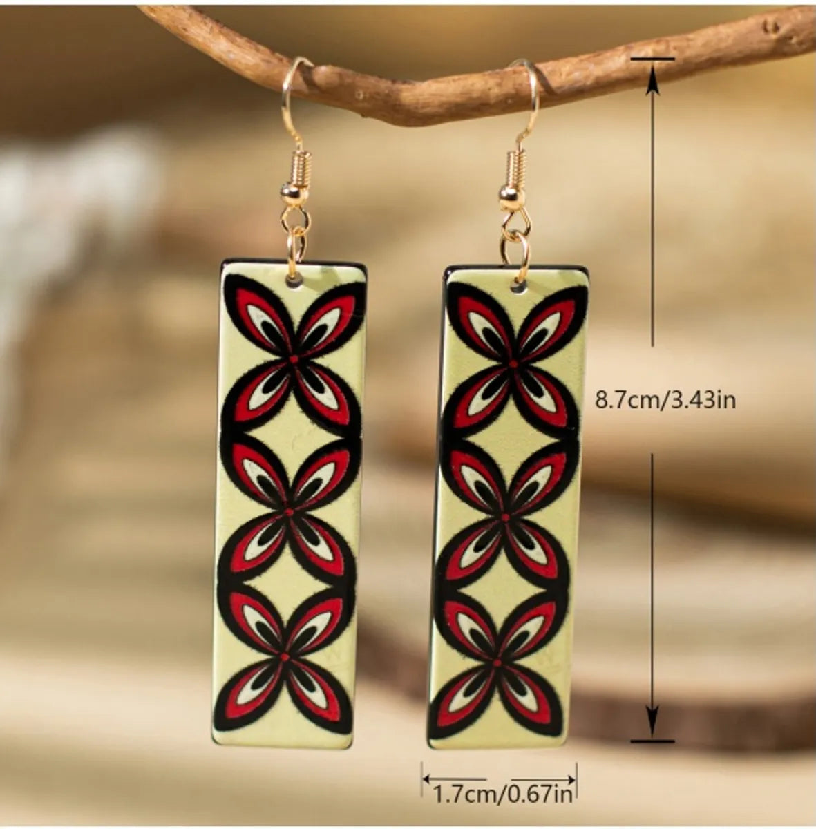 1 Pair Vacation Bohemian Color Block Painted Arylic Acrylic Ear Hook