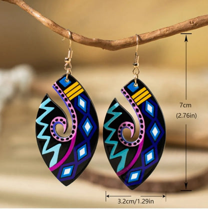 1 Pair Vacation Bohemian Color Block Painted Arylic Acrylic Ear Hook