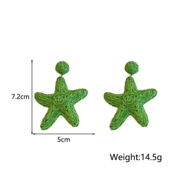 1 Pair Vacation Bohemian Pentagram Braid Wild Vetch Drop Earrings