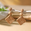 1 Pair Vacation Bohemian Rhombus Braid Alloy Straw Rattan Drop Earrings