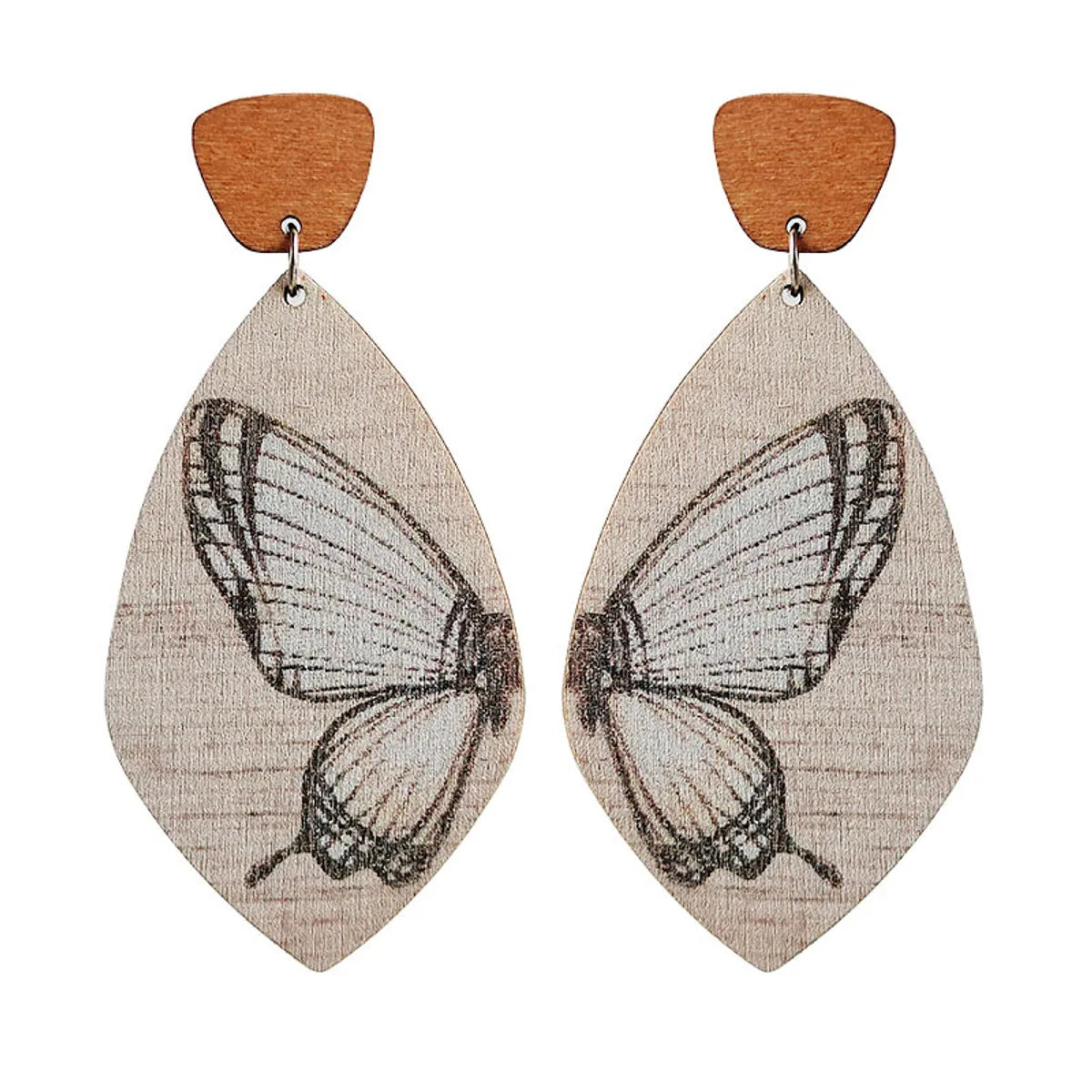 1 Pair Vacation Butterfly Wood Drop Earrings