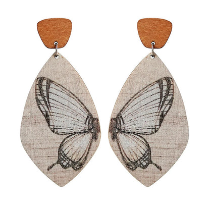 1 Pair Vacation Butterfly Wood Drop Earrings