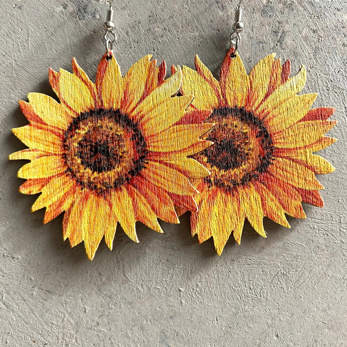 1 Pair Vacation Cactus Sunflower Horse Wood Drop Earrings