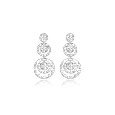 1 Pair Vacation Circle Inlay Alloy Pearl Zircon Drop Earrings