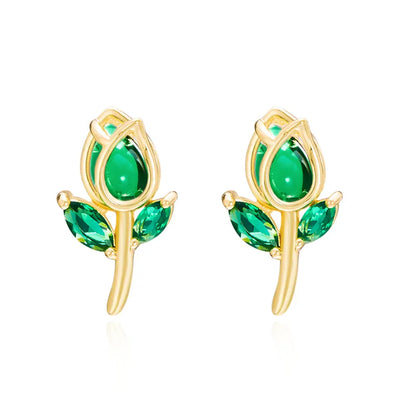 1 Pair Vacation Classic Style Flower Inlay Copper Glass Ear Studs