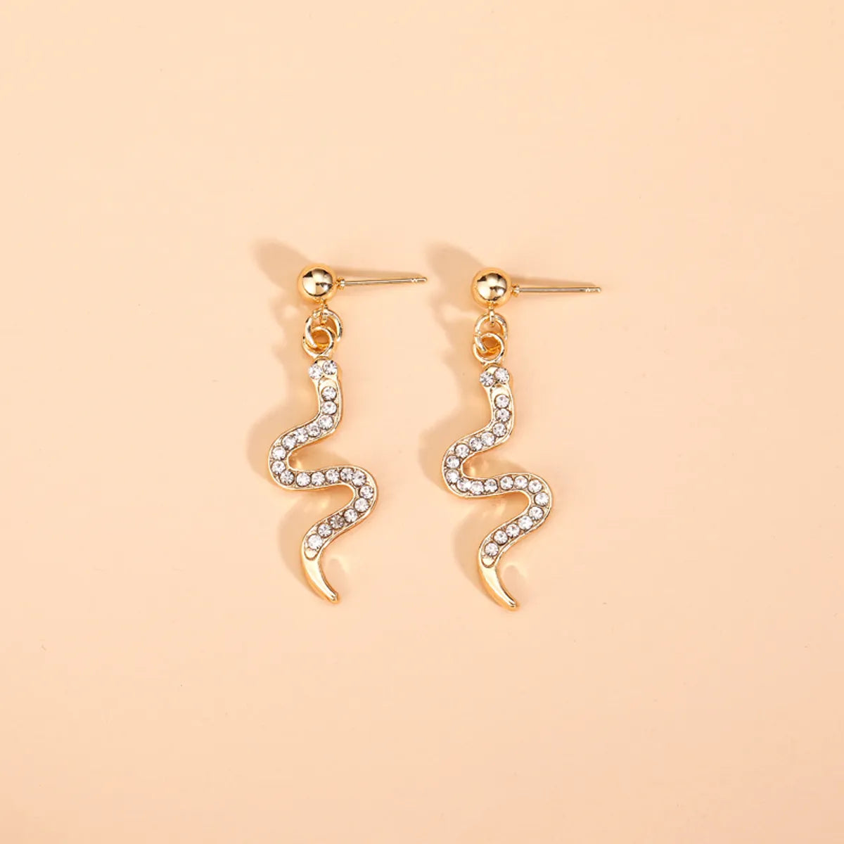 1 Pair Vacation Classic Style Snake Inlay Alloy Rhinestones Drop Earrings