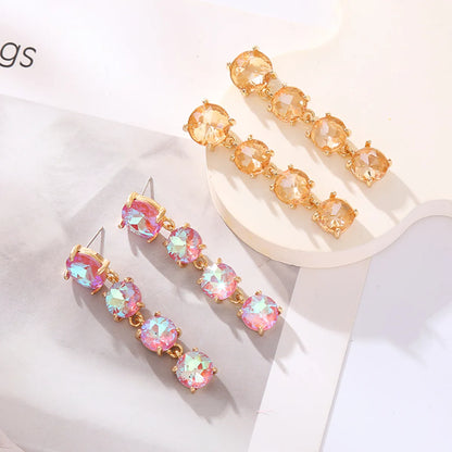 1 Pair Vacation Classic Style Solid Color Plating Inlay Alloy Glass Gold Plated Drop Earrings