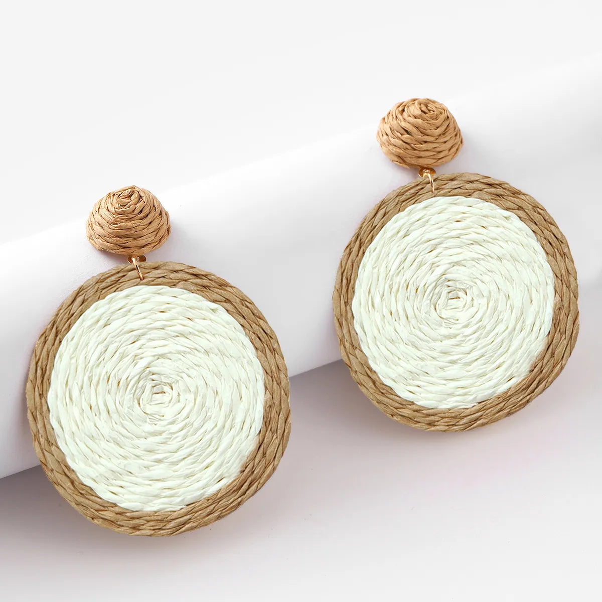 1 Pair Vacation Color Block Raffia Drop Earrings