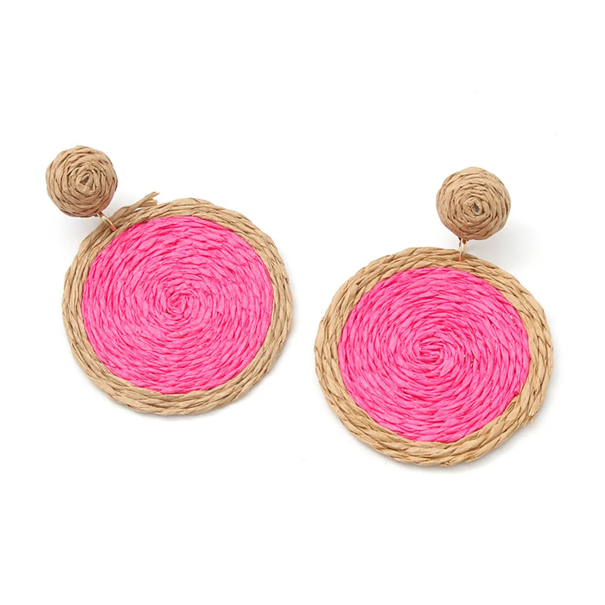 1 Pair Vacation Color Block Raffia Drop Earrings