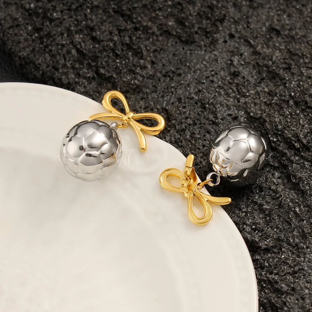 1 Pair Vacation Commute Round Bow Knot Plating 304 Stainless Steel 316 Stainless Steel  18K Gold Plated Drop Earrings