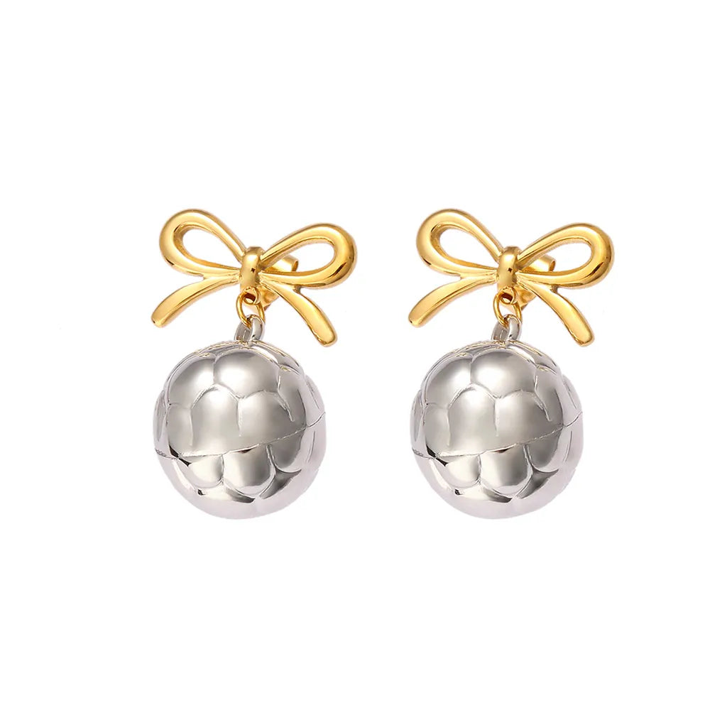 1 Pair Vacation Commute Round Bow Knot Plating 304 Stainless Steel 316 Stainless Steel  18K Gold Plated Drop Earrings