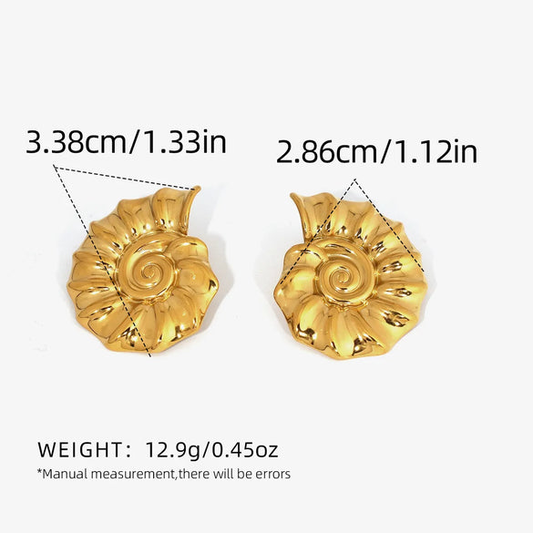 1 Pair Vacation Conch 304 Stainless Steel 18K Gold Plated Ear Studs