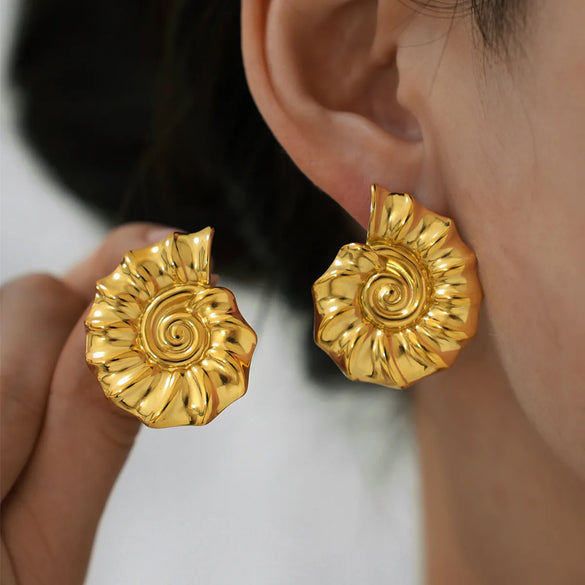 1 Pair Vacation Conch 304 Stainless Steel 18K Gold Plated Ear Studs