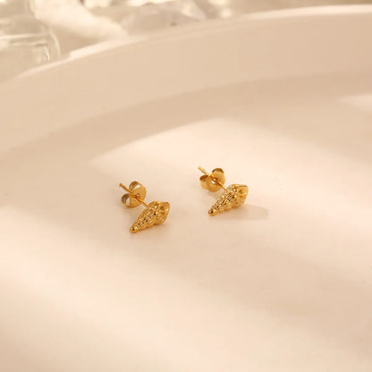 1 Pair Vacation Conch Polishing Plating Three-dimensional Stainless Steel 18k Gold Plated Ear Studs