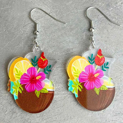 1 Pair Vacation Cup Arylic Drop Earrings