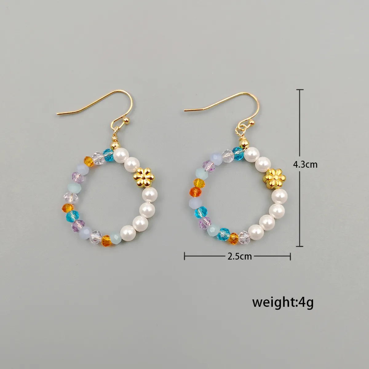 1 Pair Vacation Ethnic Style Geometric Flower Beaded Handmade Artificial Crystal Imitation Pearl Copper Gold Plated Drop Earrings