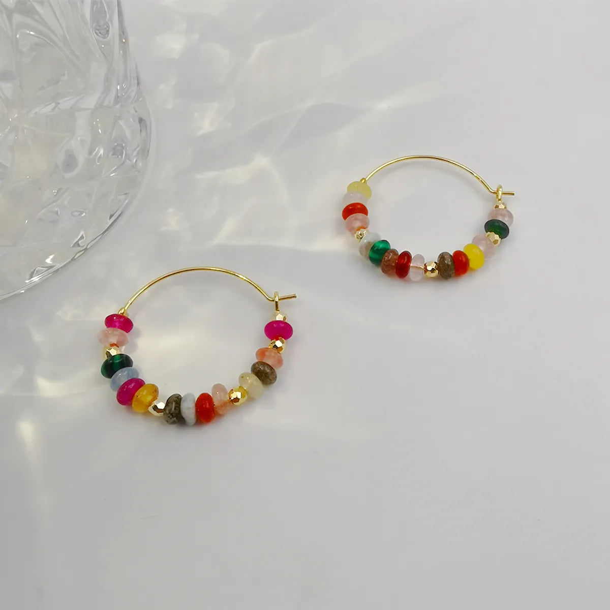 1 Pair Vacation Ethnic Style Round Beaded Beaded Copper Gold Plated Earrings