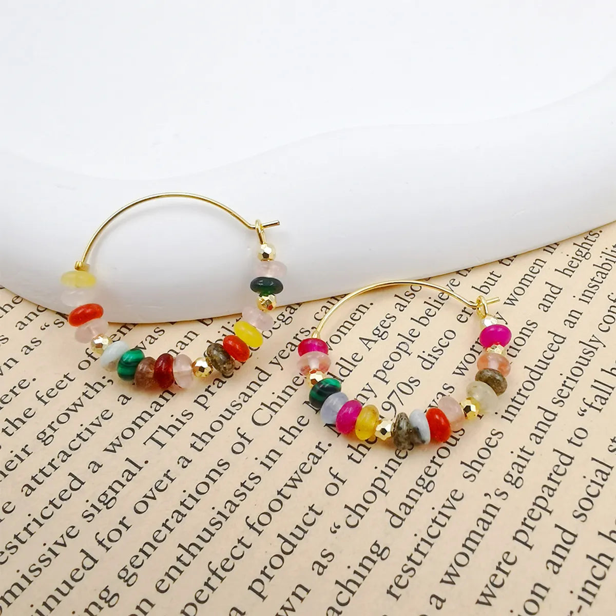 1 Pair Vacation Ethnic Style Round Beaded Beaded Copper Gold Plated Earrings