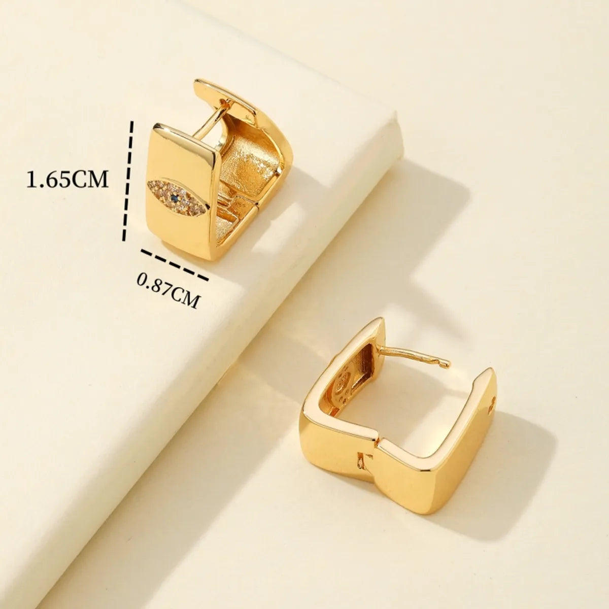 1 Pair Vacation Eye Plating Inlay Copper Zircon Gold Plated Hoop Earrings