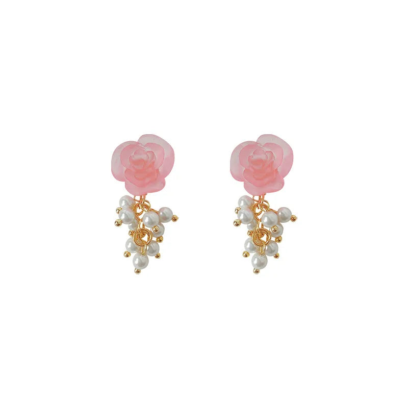 1 Pair Vacation Flower Copper Drop Earrings