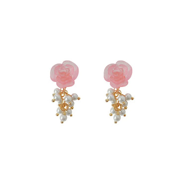 1 Pair Vacation Flower Copper Drop Earrings